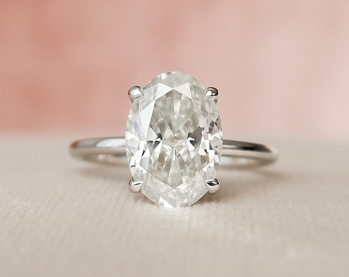 2.31 Carat Oval Cut Moissanite Certified Diamond Engagement Ring with Accent Engagement Ring | Proposal Ring | Promise Ring | Gift for Her