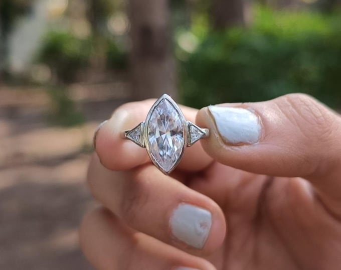 Moissanite 2.30 CT Marquise Cut Avant Garde Engagement Ring