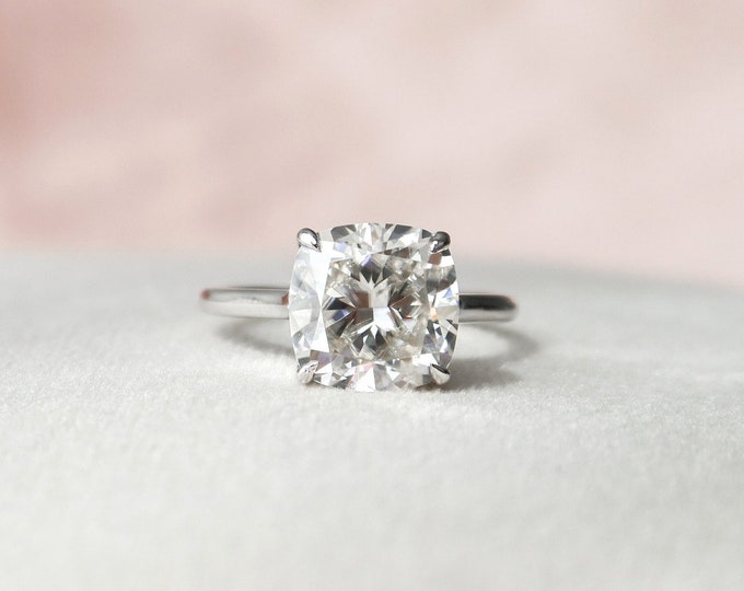Moissanite 2.97 CT Cushion Cut Diamond Art Nouveau Anniversary Ring