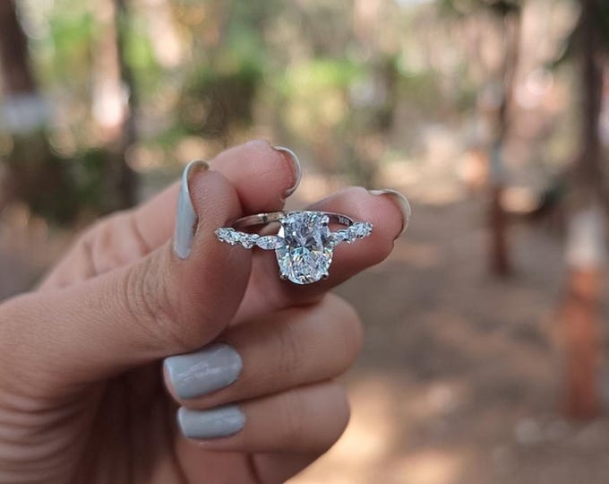 Moissanite 1.20 CT Oval Cut Brutalist Handmade Ring