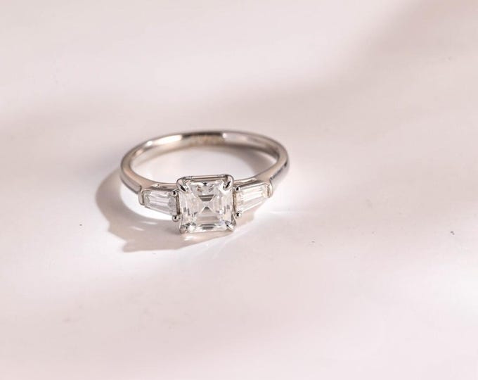 Moissanite 3.25 CT Asscher Cut Mid-Century Anniversary Ring