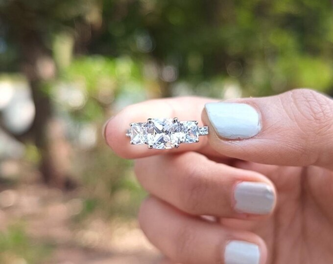 Moissanite 2.00 CT Cushion Cut Art Nouveau Anniversary Ring