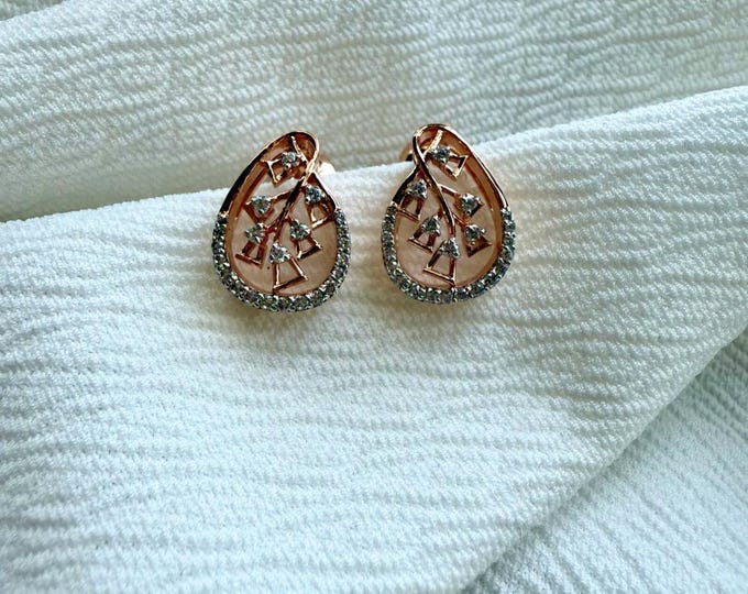 0.60 CT Diamond Earrings, Moissanite Diamond Earrings, Certified Diamond Fashion Earrings 18KT Rose Gold Earrings, Anniversary Gift Earrings