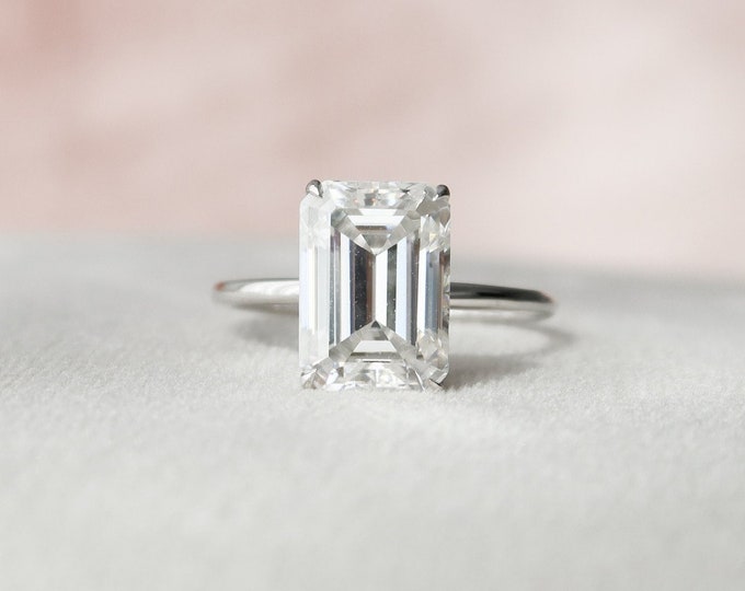 Moissanite 1.25 CT Emerald Cut Diamond Edwardian Wedding Ring