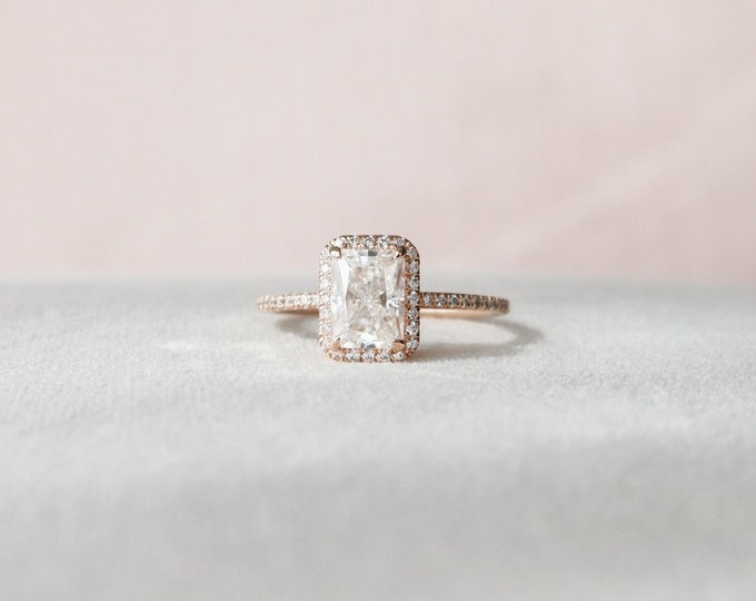 Moissanite 2.47 CT Radiant Cut Diamond Gothic Engagement Ring