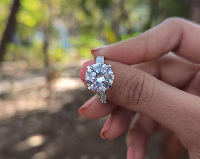 Moissanite 6.10 CT Round Cut Edwardian Anniversary Ring