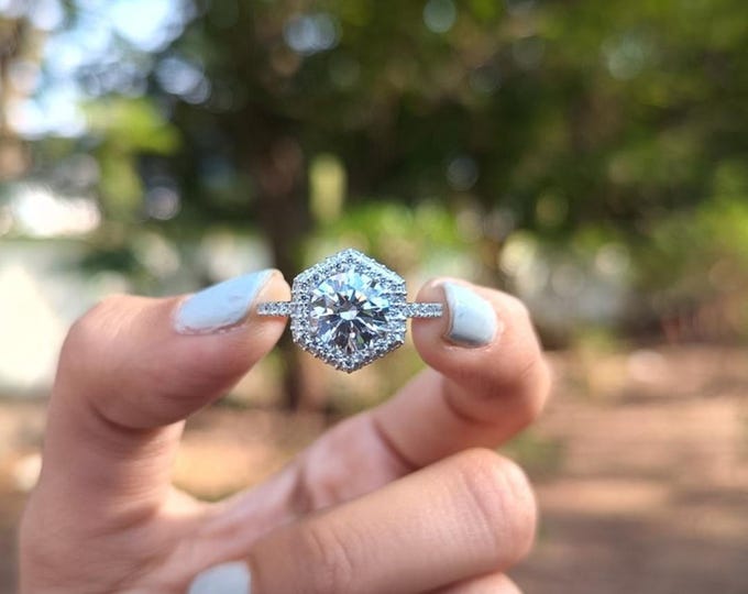 Moissanite 2.44 CT Round Cut Boho & Hippie Handmade Ring