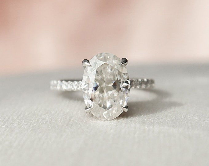 Moissanite 2.37 CT Oval Cut Diamond Gothic Handmade Ring