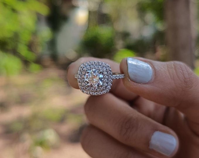 Moissanite 1.20 CT Round Cut Art Nouveau Anniversary Ring