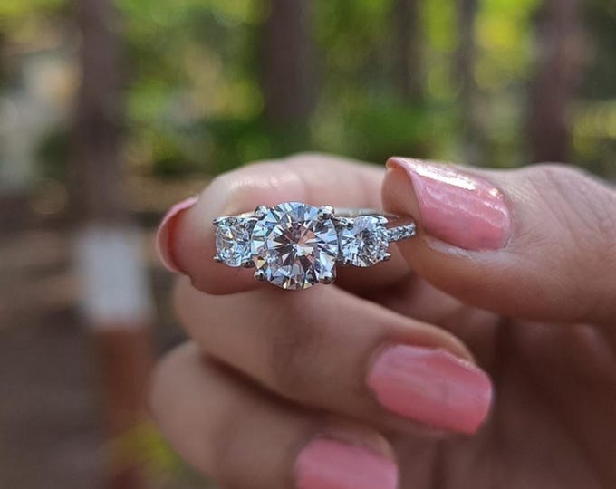 Moissanite 1.20 CT Round Cut Brutalist Anniversary Ring