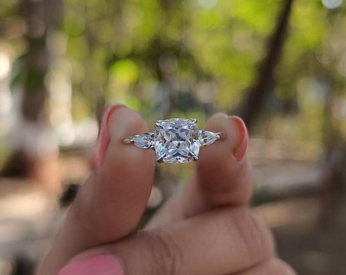 Moissanite 2.50 CT Cushion Cut Minimalist Wedding Ring