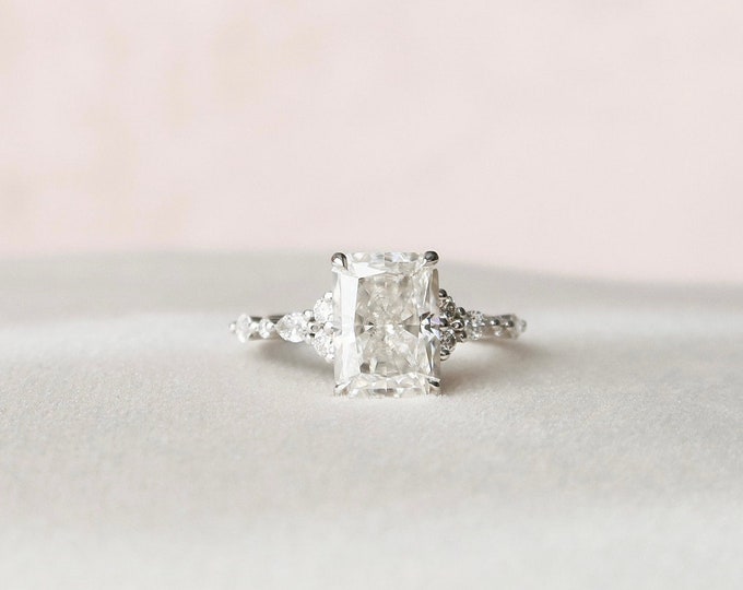 Moissanite 2.05 CT Radiant Cut Diamond Victorian Engagement Ring