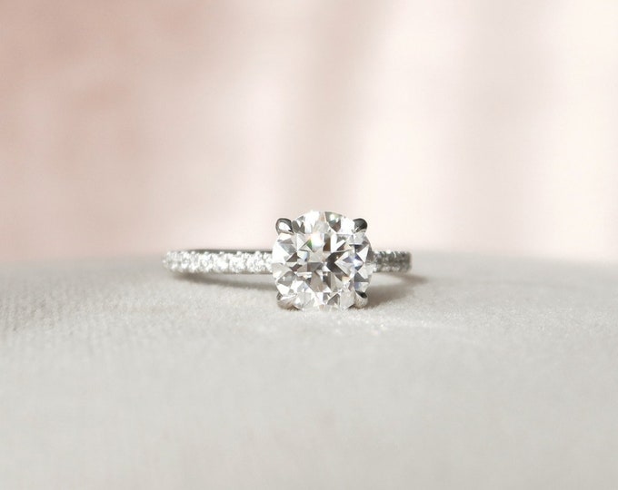 Moissanite 2.45 CT Round Cut Diamond Avant Garde Engagement Ring