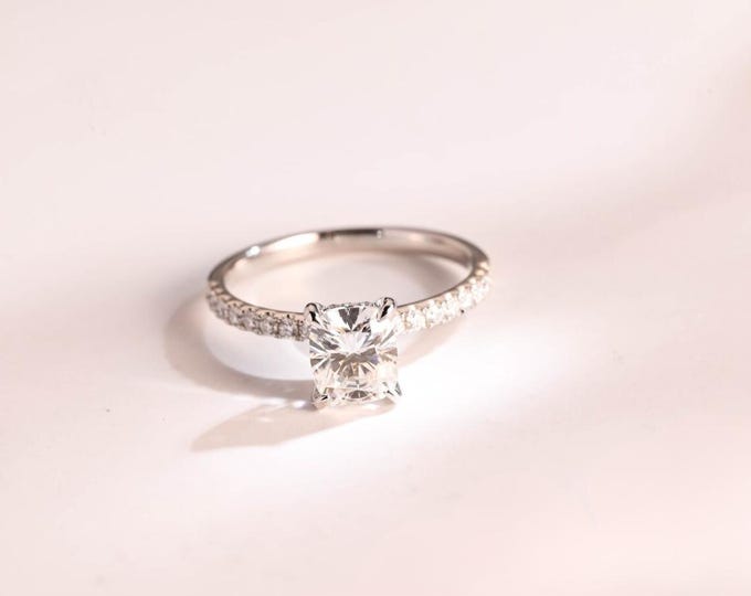 Moissanite 3.40 CT Cushion Cut Victorian Engagement Ring