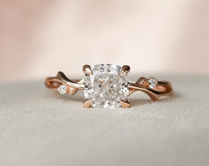 Moissanite 1.40 CT Cushion Cut Diamond Boho & Hippie Anniversary Ring