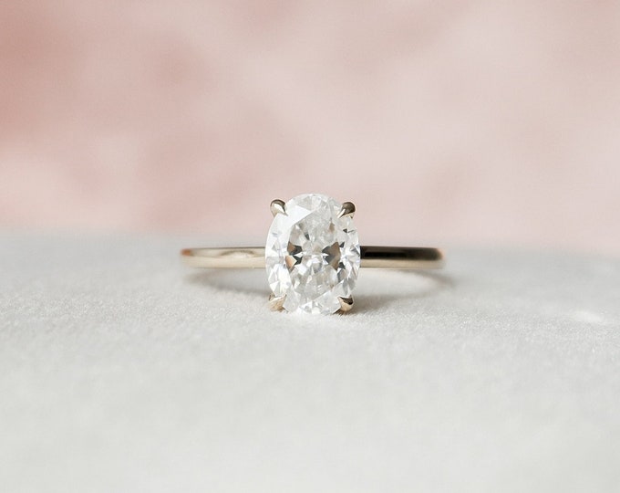 Moissanite 1.94 CT Oval Cut Diamond Mid-Century Wedding Ring