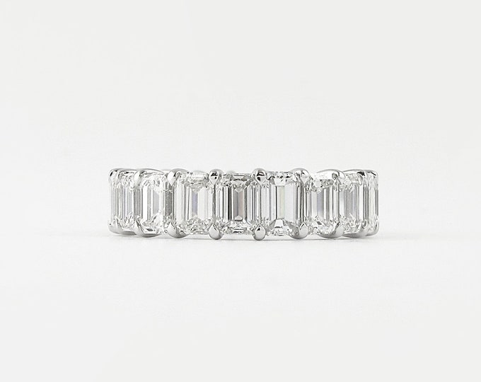 Moissanite 5.55 CT Emerald Cut Diamond Boho & Hippie Wedding Band