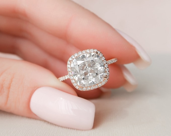 Moissanite 5.08 CT Cushion Cut Diamond Avant Garde Wedding Ring