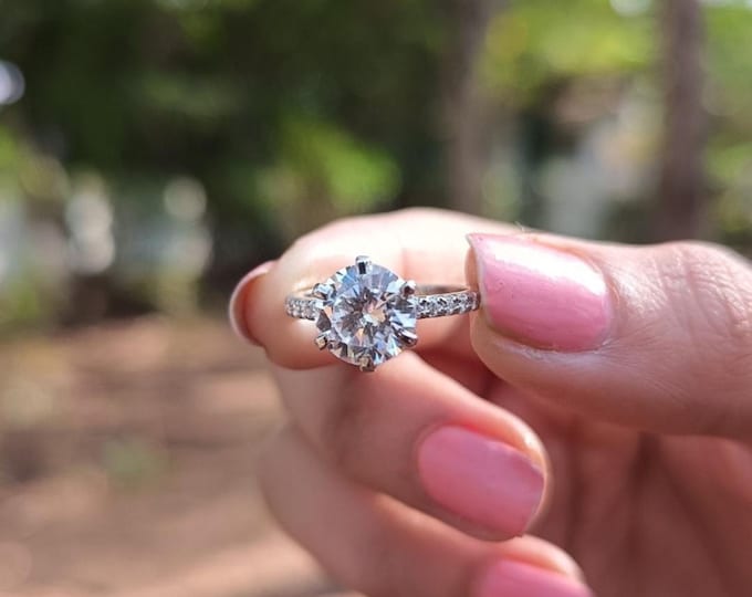 Moissanite 2.44 CT Round Cut Victorian Wedding Ring