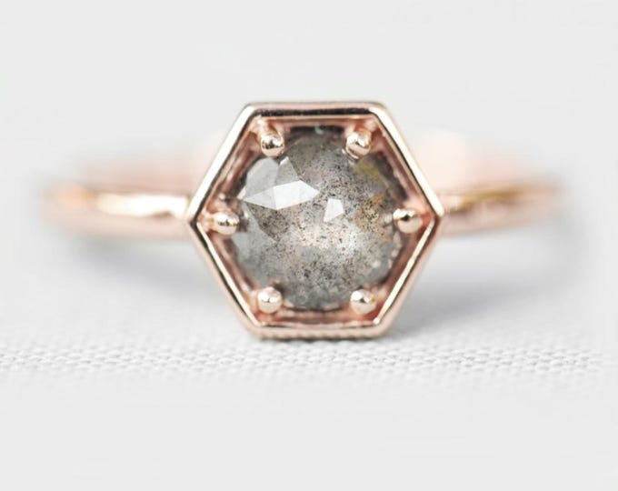 Natural Salt & Pepper 2.20 CT Round Cut Diamond Celtic Anniversary Ring