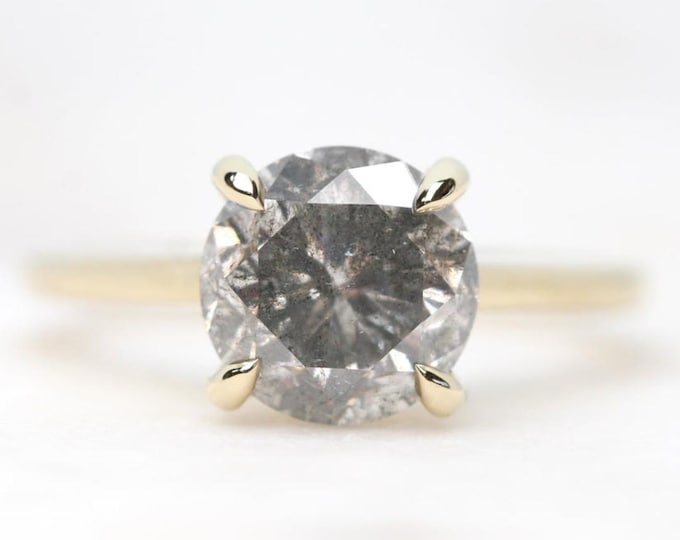 Natural Salt & Pepper 2.68 CT Round Cut Diamond Edwardian Wedding Ring