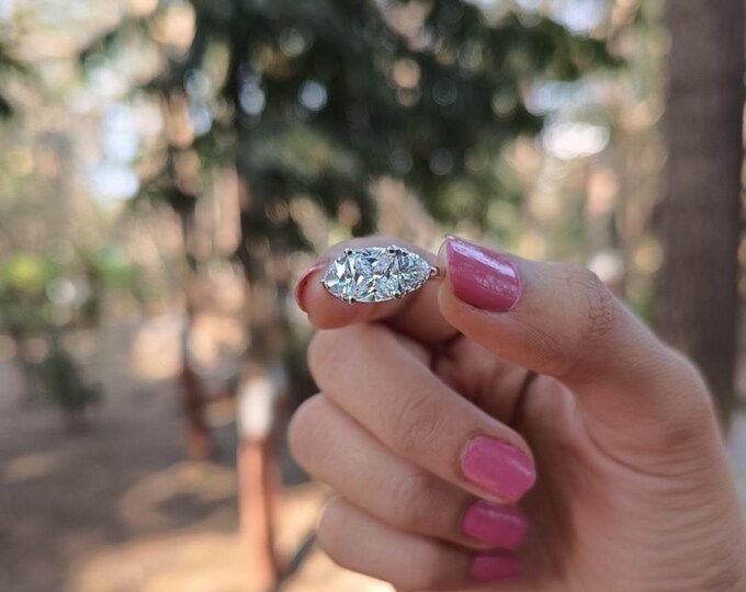 Moissanite 2.15 CT Cushion Cut Victorian Anniversary Ring