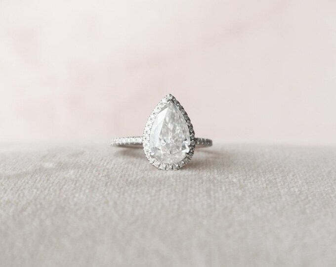 Moissanite 2.70 CT Pear Cut Diamond Edwardian Handmade Ring