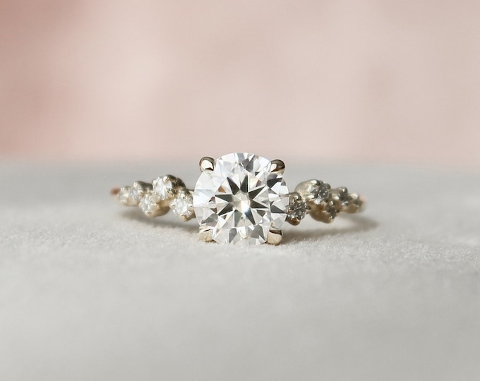 Moissanite 2.41 CT Round Cut Diamond Minimalist Handmade Ring