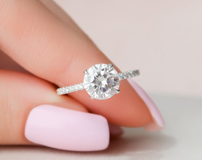 Moissanite 1.70 CT Round Cut Diamond Art Deco Anniversary Ring