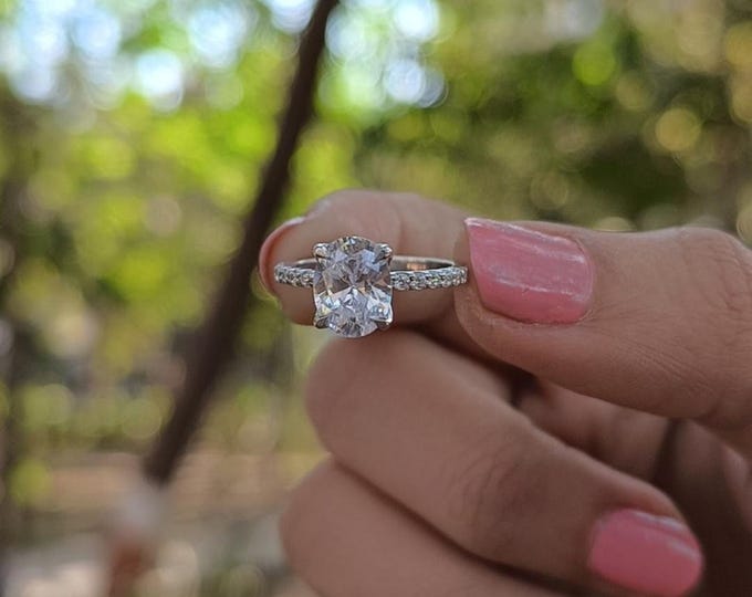 Moissanite 1.80 CT Oval Cut Victorian Engagement Ring