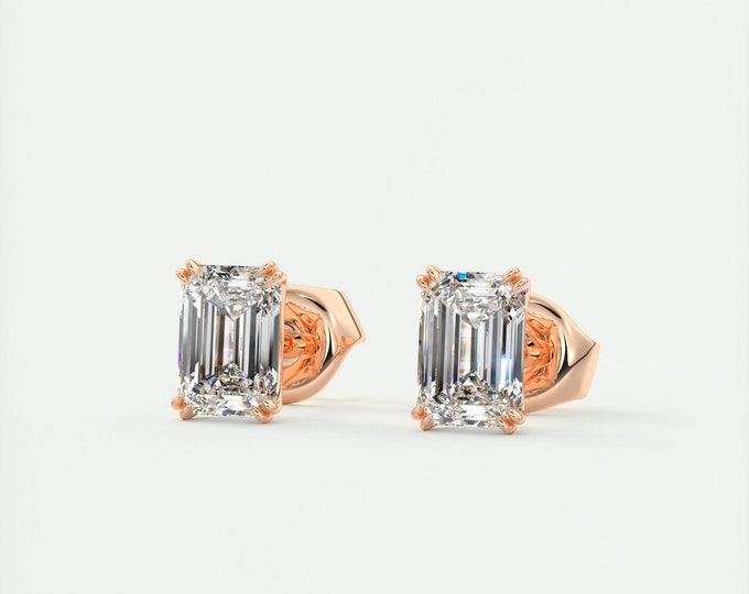 Moissanite 1.50 CT Emerald Cut Diamond Gothic Earring