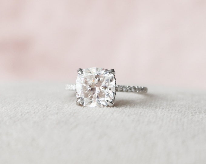 Moissanite 2.92 CT Cushion Cut Diamond Boho & Hippie Anniversary Ring