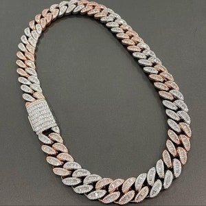 GRA zertifizierte VVS Moissanit Diamant Baguette Kette kubanische Kette, Iced Out kubanische Kette, Miami kubanische Gliederkette, Hip Hop kubanische Kette für Männer / Frauen