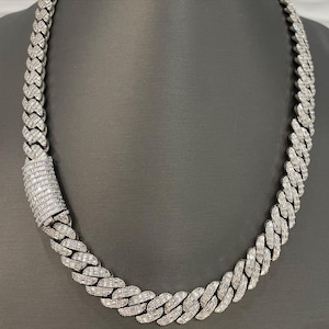 GRA Certyfikowany Moissanite Diamentowy Kubański Łańcuch, Iced Out Kubański Łańcuch, Miami Kubański Łańcuch, Moissanite Diamentowy Hip Hop Kubański Łańcuch Dla Mężczyzn/Kobiet