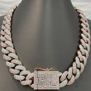 GRA Certyfikowany VVS Moissanite Diamentowy Kubański Łańcuch, Iced Out Kubański Łańcuch, Miami Kubański Łańcuch, Hip Hop Łańcuch, Niestandardowy Diamentowy Łańcuch Dla Mężczyzn/Kobiet