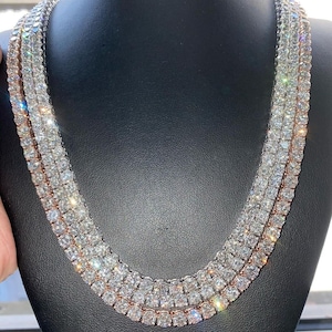 Certyfikowany przez GRA łańcuch tenisowy VVS Moissanite Diamond, łańcuch tenisowy, łańcuszek diamentowy, łańcuszek hip-hopowy, ręcznie robiony łańcuszek diamentowy Iced Out dla mężczyzn/kobiet