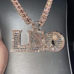 GRA Certyfikowany VVS Moissanite Diamentowy Łańcuszek Z Niestandardowym Wisiorkiem, Łańcuszek Tenisowy, Złoty Łańcuszek, Niestandardowy Wisiorek z Imieniem, Diamentowy Łańcuszek Dla Mężczyzn/Kobiet