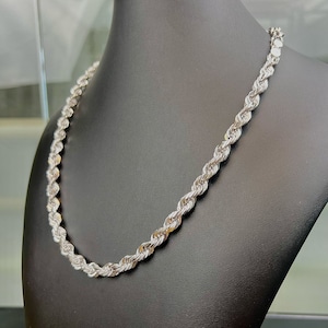 925 Solid Silver Rope Chain, Rope Necklace, Gold Chain, Rose Gold Chain, White Gold Chain, Necklace Chain For Men And Women 4MM, 6MM, 8MM