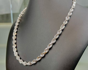 925 Solid Silver Rope Chain, Rope Necklace, Gold Chain, Rose Gold Chain, White Gold Chain, Necklace Chain For Men And Women 4MM, 6MM, 8MM