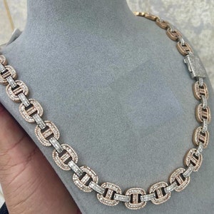 GRA Certyfikowany VVS Moissanite Diamentowy Baguette Kubański Łańcuch, Iced Out Łańcuch, Miami Kubański Łańcuch, Hip Hop Łańcuch, Diamentowy Łańcuch Dla Mężczyzn/Kobiet