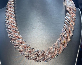 GRA Certified Baguette & Round VVS Moissanite Diamond Studded Cuban Chain, Diamond Chain, Miami Cuban Chain, Hip Hop Chain For Men/Women
