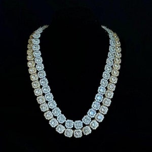 GRA Certyfikowany Moissanite Diamentowy Kwadratowy Łańcuch Tenisowy, Łańcuch Tenisowy, Łańcuch Diamentowy, Łańcuch Hip Hop, Ręcznie Robiony Diamentowy Łańcuch Lodowy Dla Mężczyzn/Kobiet