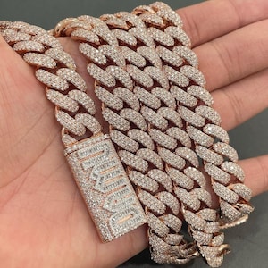 GRA Certyfikowany Moissanite Diamentowy Kubański Łańcuch Łącznikowy, Iced Out Kubański Łańcuch Łącznikowy, Miami Kubański Łańcuch Łącznikowy, Moissanite Diamentowy Łańcuch Dla Mężczyzn/Kobiet