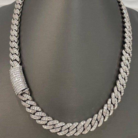 GRA Certified Moissanite Baguette Cuban Chain: Sterling Silver Hip Hop  Jewelry