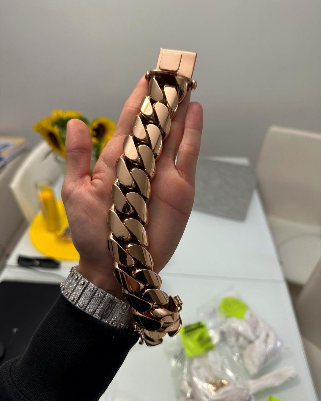 【STING925】Sting Cuban Link Bracelet Mens 925 Sterling Silver Oxidized Sleek Cuban Link Chain
