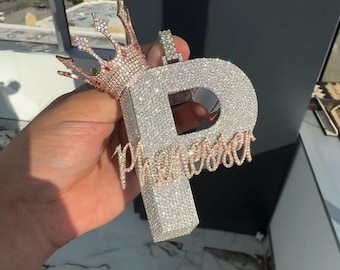 GRA-gecertificeerde moissaniet-diamanthanger, aangepaste hiphop-sieraden, volledig Iced Out-hanger, aangepaste laatste hanger, luxe hangende kroon