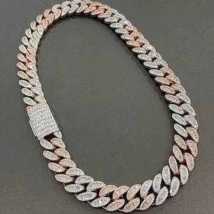 GRA Certyfikowany VVS Moissanite Diamond Baguette Kubański łańcuch, Iced Out Kubański łańcuch, Miami Kubański łańcuszek ogniwowy, Hip Hop Kubański łańcuch dla mężczyzn/kobiet