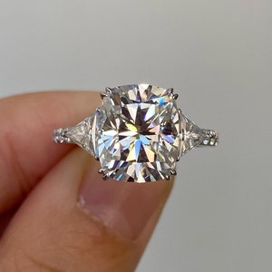 GRA Certified 4 Carat Emerald Cut Moissanite Diamond Ring, Engagement Ring, Vintage Ring, Wedding Ring, Anniversary/Bridal Ring For Her