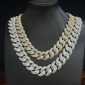 VVS Moissanite Diamond Cuban Chain: 925 Sterling Silver Iced Out Hip Hop Jewelry