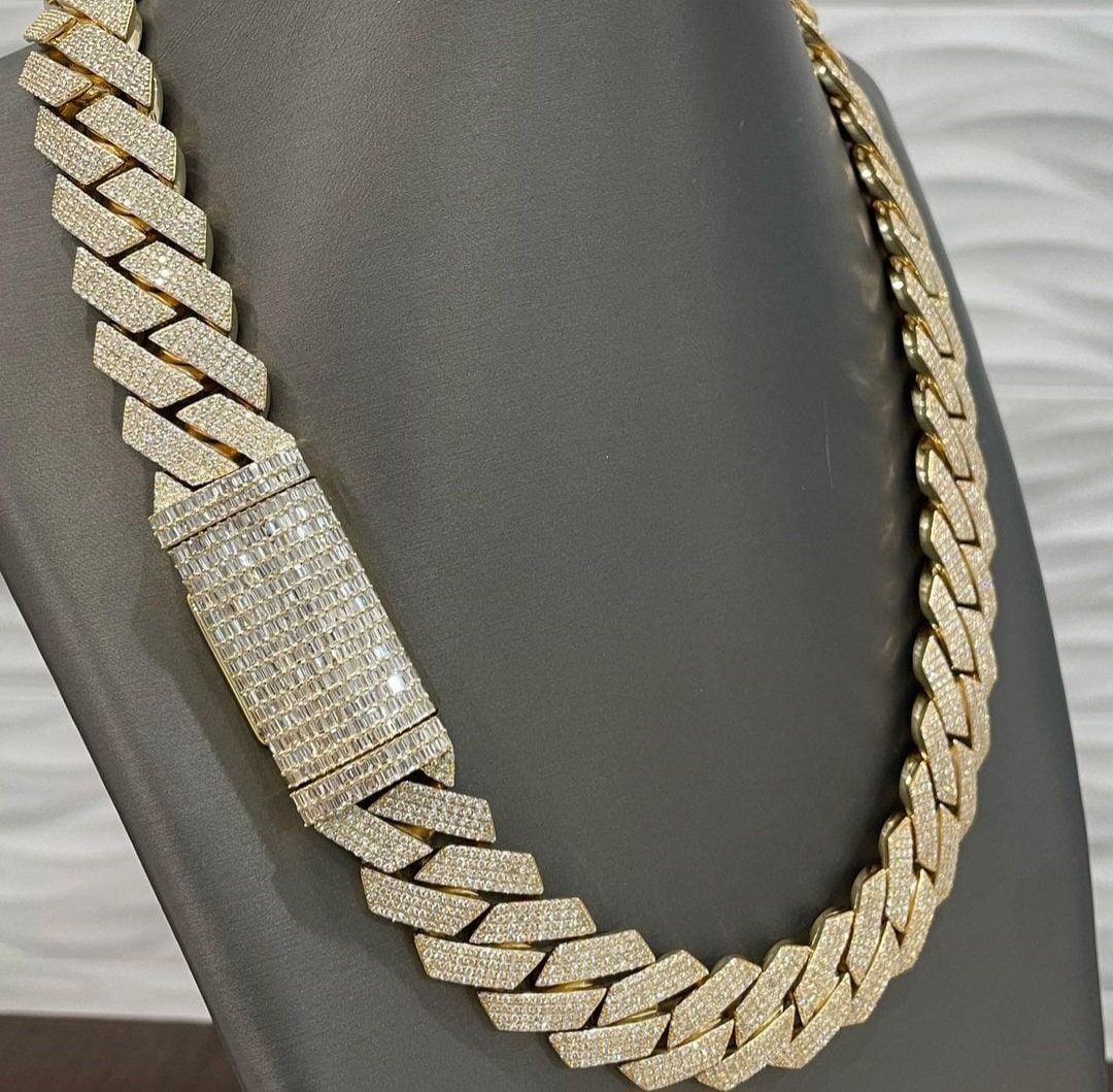 Iced Out Moissanite Cuban Link Chain: Sterling Silver Miami Chain - Etsy